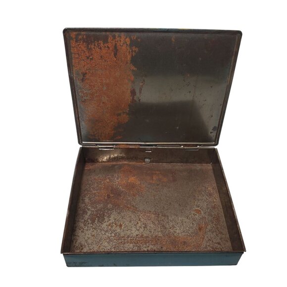 Vtg Toleware Silent Butler Crumb Catcher Metal Hand Painted Box Floral Hinged - Picture 7 of 7